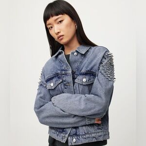 ALLSAINTS Bella Punk Denim Jacket in Indigo Blue
